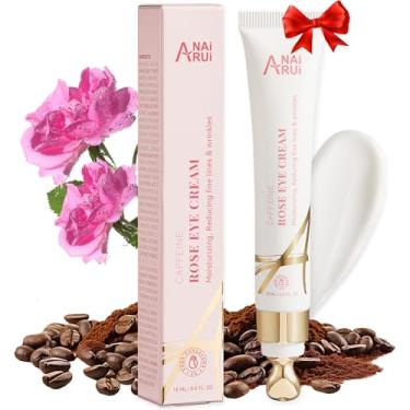 Imagem de ANAI RUI Creme para os olhos com cafeína rosa para olheiras, presente de Dia das Mães para mulheres, creme antienvelhecimento para os olhos com retinol, colágeno, hidratante, firme, reduz rugas e