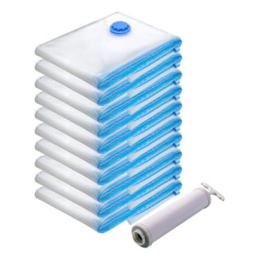 Imagem de Kit 10 Sacos Organizadores A Vacuo 5un 50x60 3un 60x80 2un 70x110 + Bomba Manual