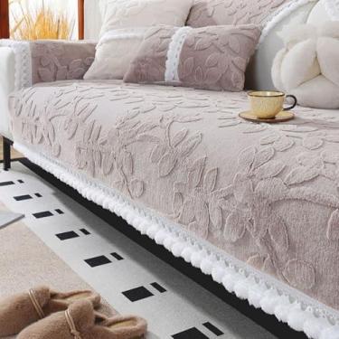 Imagem de Capa de sofá em forma de U, capa de sofá seccional para sofá e espreguiçadeira, capas de sofá laváveis com 30 cm e 4 poltronas, capas de sofá para sofá e animais de estimação, marrom claro 90 x 90