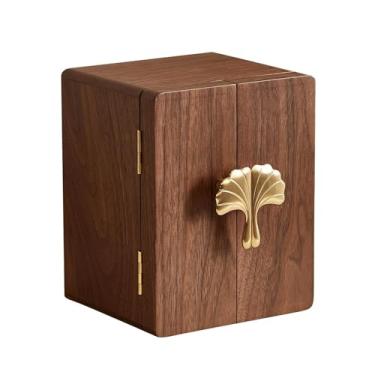 Imagem de HGTRH Caixa de jóias de 5 camadas, organizador grande de jóias com alça de latão porta magnética gaveta magnética portas duplas puxador metálico para colares anéis brincos relógios S