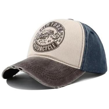 Imagem de Boné trucker beisebol vintage aba curvada motocicleta ajustável unissex-Unissex