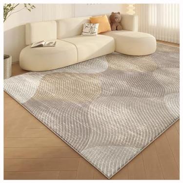 Imagem de SPXMQSS Tapetes laváveis à máquina, antiderrapante e durável, resistente ao desgaste, tapete grande e macio lavável para quarto, sala de jantar, escritório, cinza e bege