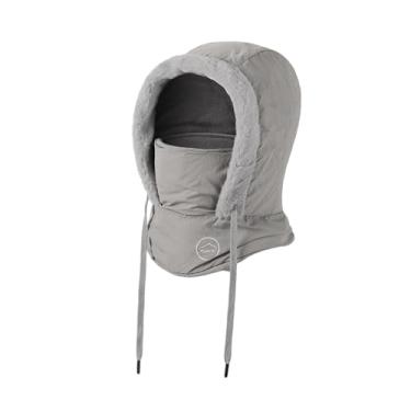 Imagem de Colaxi Máscara de esqui com capuz, proteção facial térmica, ajustável, quente, para ciclismo, aquecimento do pescoço, gorro, cachecol para escalada, Adultos Cinza Claro