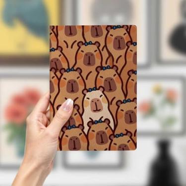 Imagem de Caderno de couro Capivara, caderno A5 para anotações no escritório, agenda de 21 x 14,7 cm, agenda de viagem, capivara, presentes para amantes de animais. 1