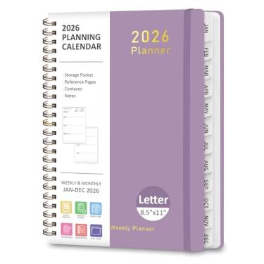 Imagem de Agenda 2026 – Agenda semanal e mensal com encadernação espiral, janeiro de 2026 a dezembro de 2026, capa dura 2026, agenda agenda com abas, bolso interno, perfeita para escritório, casa, material