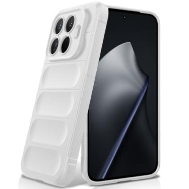 Imagem de BonYonka Capa de silicone para Xiaomi 15T Pro, forro de microfibra antiarranhões, capa à prova de choque com proteção para câmera, branca