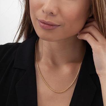 Imagem de Colar masculino de aço inoxidável com corrente redonda para homens e mulheres, banhado a ouro/prata/preto, 2 mm de largura, 40 a 76 cm, joia delicada, 18 inch (46cm)Average Length for Women, Aço