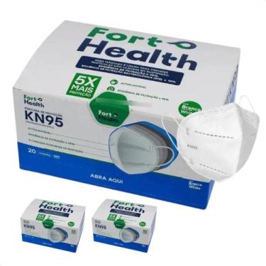 Imagem de Kit com 2 CX Mascara Descartavel KN95 Branca Clipe Nasal Seg - Fort He