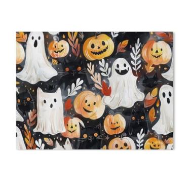 Imagem de HouLaiZhe Pôster de Halloween Gato Preto Abóbora Fantasma Impressão de Arte de Parede Decorações de Halloween Decoração de Parede Estética Gótica para Sala de Estar Quarto 18 x 24 polegadas (45 x 60
