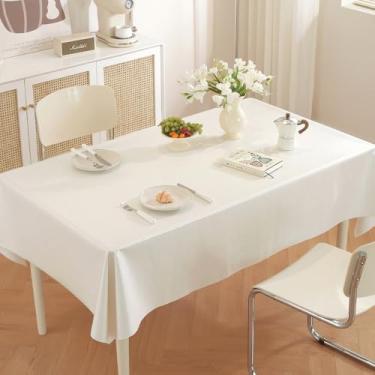 Imagem de TruDelve Toalha de mesa de vinil com forro de flanela toalha de mesa de plástico branco retangular toalha de mesa para festa à prova d'água (137 x 213 cm, textura de crocodilo)
