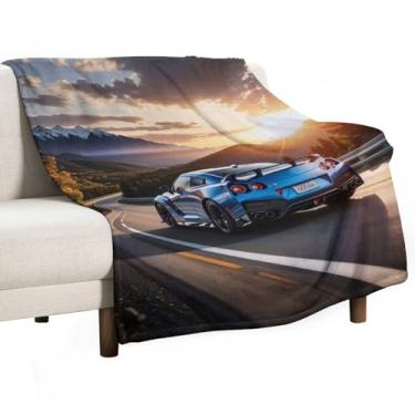 Imagem de HouLaiZhe Cobertor super macio de flanela R35 JDM carro esporte nascer do sol fresco leve cobertor refrescante para sofá-cama cadeira sofá carro viagem ao ar livre leve quente 152 x 203 cm