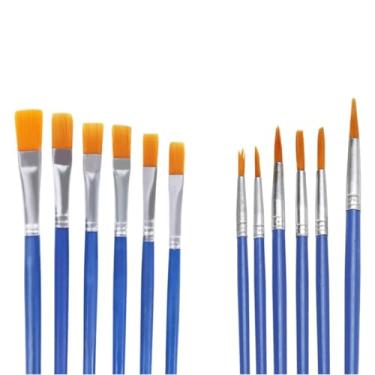 Imagem de Kit 12 Pincéis Artesanato Pintura Ponta Fina Redonda E Chato Pintura em Telas Rosto