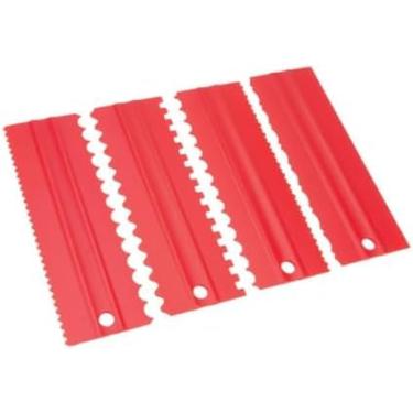 Imagem de Kit com 4 Espátulas para Bolo – Acabamento Profissional para Decoração e Confeitaria – Ferramenta Essencial para Chantilly, Glacê e Buttercream – Fácil de Usar (Vermelho)
