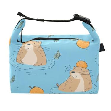 Imagem de STAYTOP Lancheira fofa capivara com fivela de alça, lancheira isolada para meninos e meninas, lancheira térmica para trabalho escolar