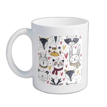 Imagem de Caneca Xícara de Café Porcelana 300ml Com Desenho Padrão de Natal Escandinavo