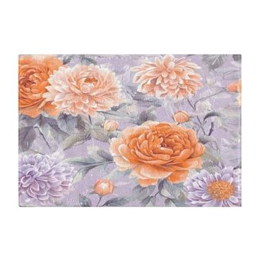 Imagem de Burbuja Tapete de banheiro rosa laranja em roxo, tapete absorvente extra macio com suporte antiderrapante para banheiro, banheira, chuveiro, 40 x 61 cm