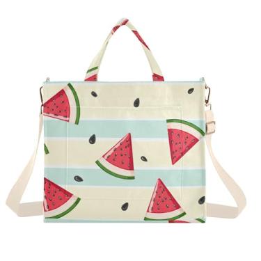 Imagem de Burbuja Sacola feminina Watermelon Slices, bolsa de veludo cotelê, bolsa tiracolo para compras, trabalho, viagens, C384, Small