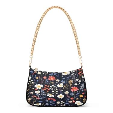 Imagem de CEBUGI Bolsas transversais femininas bolsa de ombro aquarela floral bolsa clutch elegante com alça de corrente