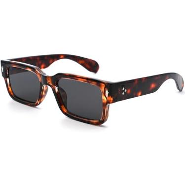 Imagem de Kursan Óculos de sol quadrados grossos pretos para homens e mulheres óculos de sol retangulares modernos com proteção UV400, Tartaruga/preto