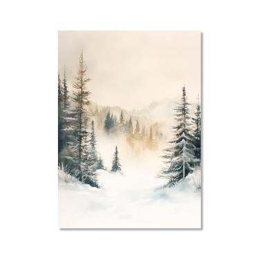 Imagem de Impressão de pôster de arte de parede retrô de Natal Papai Noel alce paisagem de inverno imagens de Natal para bar em casa pub cozinha café loja decoração de férias (SKU12,16x24") = (40 x 60 cm), sem