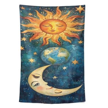 Imagem de STAYTOP Tapeçaria de parede sol e lua tapeçaria para decoração de casa decoração de dormitório sala de estar quarto tapete de parede (80 × 60 pol)