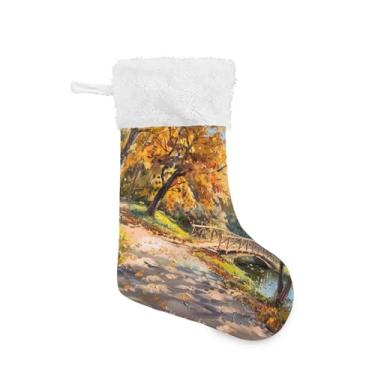 Imagem de xigua Meias de Natal de árvores de outono personalizadas grandes meias de doces para pendurar presente de Natal para decoração de festa de férias em família, decoração de lareira