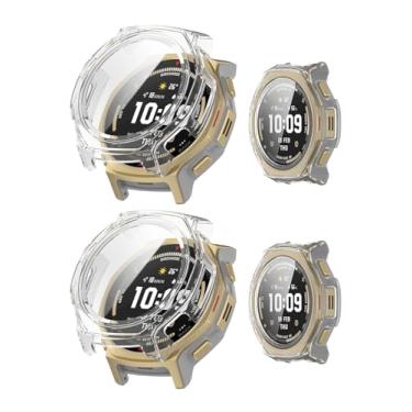 Imagem de Pacote com 2 capas para Amazfit T-Rex 3 Pro 44 mm, capa protetora NOUKAJU Smartwatch, película de vidro temperado 9H integrada, fácil de instalar, protetor de tela para SmartWatch Amazfit T-Rex 3 Pro