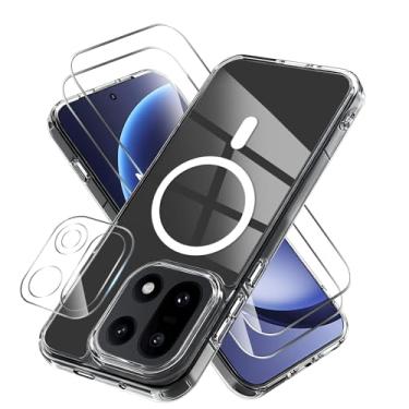 Imagem de Yskbilm Capa magnética para Oneplus 15, com 2 protetores de tela e 1 protetor de lente de câmera, [não amarela] [militar à prova de choque] capa fina transparente traseira para celular Oneplus 15