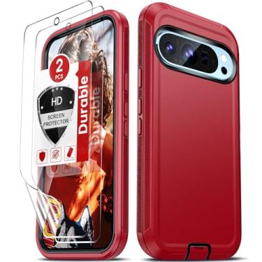 Imagem de LeYi Capa para Google Pixel-9: com protetor de tela de 2 peças, capa de telefone 3 em 1 resistente do Google Pixel 9, fundo de telefone à prova de choque de grau militar para Google Pixel 9,