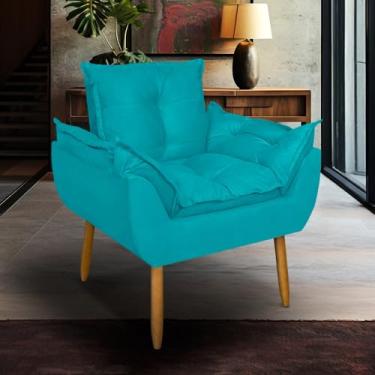Imagem de Poltrona para Sala de Estar Suede Pé Palito - Conforto e Design Sofisticado para Sua Casa (Azul Turquesa)
