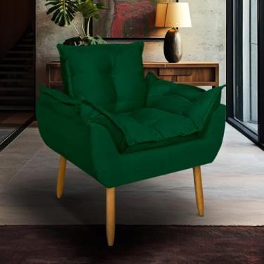Imagem de Poltrona para Sala de Estar Suede Pé Palito - Conforto e Design Sofisticado para Sua Casa (Verde)