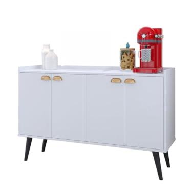 Imagem de Aparador Buffet Cantinho Café Sala Jantar Cozinha Puxador Concha Prateleira Interna(Kiev - Branco)