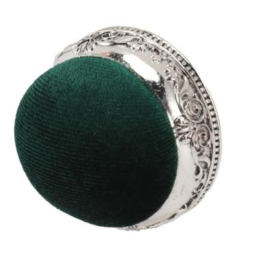 Imagem de KIMISS Almofada vintage com base de metal elástica macia em forma de meia bola, almofada de agulha retrô para costura e acolchoamento (base prateada tipo verde)