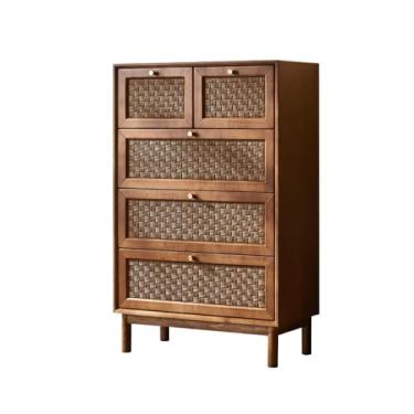 Imagem de Cômodas Cômoda com 5 gavetas para quarto, cômodas de vime, altas, unidade organizadora armário para sala estar, corredor, entrada