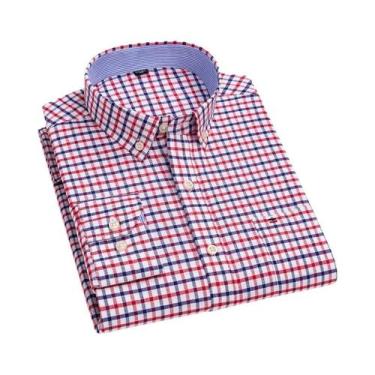 Imagem de Camisa Social Masculina De Manga Longa Em Oxford 100% Algodão Com Esta