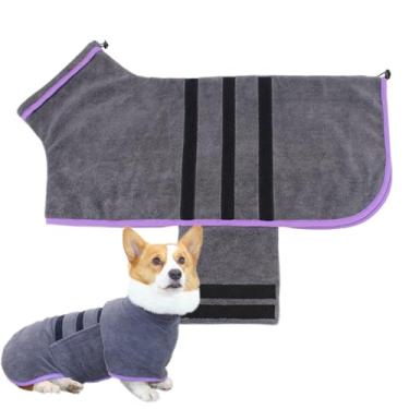 Imagem de Roupão de secagem para cães – Toalha macia de microfibra super absorvente, roupão macio para cães – para viagem, inverno, filhotes, natação, banho, dias chuvosos, ambientes internos e externos