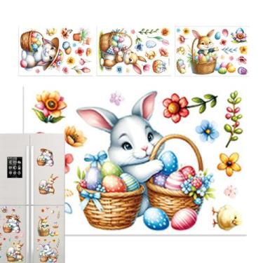 Imagem de Adesivos de Páscoa | Decoração de Festa Adesiva - Figuras De Coelhos E Ovos Da Páscoa Para Janelas,Para Casa Cozinha Banheiro Quarto Sala De Aula Loja Festa Porta Geladeira