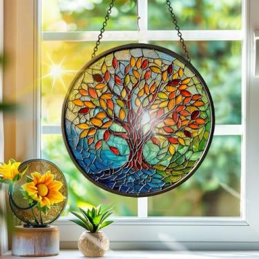 Imagem de Acrílico colorido, apanhador de sol, decoração de janela pendurada em árvore, arte de parede de arco-íris, para varanda, interior e exterior, jardim, enfeites de Natal, decoração 19 x 19 cm CH#39