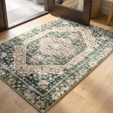 Imagem de Muddy Mat Eden Tapetes laváveis de 0,6 m x 0,9 m para sala de estar, quarto e sala de jantar – Tapete moderno macio e antiderrapante – Tapetes dobráveis à prova d'água para animais de estimação para