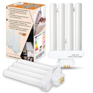 Imagem de ARSUK Tubo Fluorescente de 27 Watts 4 Pinos GX10Q-4 Luz Natural Luz Solar Leitura Escritório Estudo Luminária de Mesa Lâmpada de Substituição (6500K) (2)