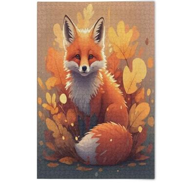 Imagem de Jigsaw Puzzle Adult 1000 Pieces Scenery Animal Artwork Cute Fox Orange Leaves Scene Colorful Puzzles Funny Puzzle Game Tech Gifts, 1000 Pieces, 29.5" x 19.7"
