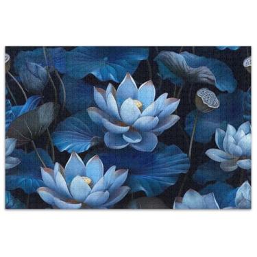 Imagem de Quebra-cabeça de flores de lótus com folhas de 500 peças para adultos, arte, quebra-cabeça, amigos, família, jogos, presentes
