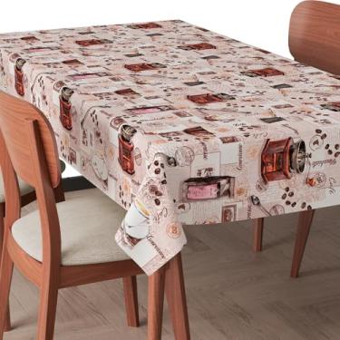 Imagem de Toalha de Mesa Plástica Impermeável Fácil de Limpar para 4 6 8 e 10 Lugares – Jogo Americano Resistente e Decorativo (Barista,6 Cadeiras (2,20x1,40mt))