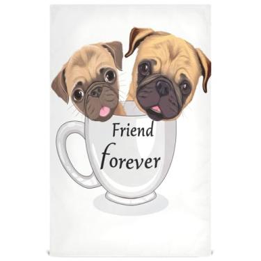 Imagem de Joisal Bonito desenho animado pug cachorro animal chá toalha de mão bonito conjunto de toalhas de prato decoração de cozinha pratos de lavagem absorventes macios 45 x 71 cm, 4 pacotes com 4