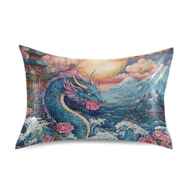 Imagem de Fronhas de cetim Mystic Dragon Moon Ocean para cabelo gráfico resfriamento padrão Queen King Size travesseiros para cama de casa sofá tamanho padrão 66.0 cm x 50.8 cm