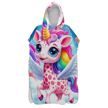 Imagem de TSENQUE Bonito unicórnio colorido desenho animado surfe poncho trocador adulto praia moletom toalha floral secagem rápida masculino poncho com capuz
