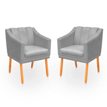Imagem de Kit com 2 Cadeiras Poltrona para Sala Moderna e Confortável Mila Suede (Cinza)
