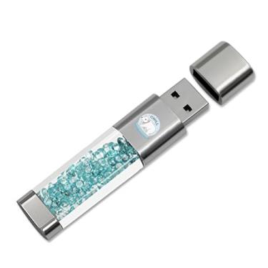 Imagem de Pen Drive USB de 64 GB, suporte de memória externa Techkey para foto/vídeo/economia de dados/backup V2.20 polegar/pular/discos rígidos de alta velocidade - azul vívido