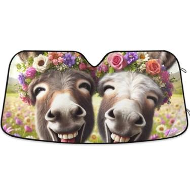 Imagem de Toldo de sol personalizado para para-brisas de carro bonito retrátil dobrável automotivo protetor solar L, 144,8 cm x 80 cm