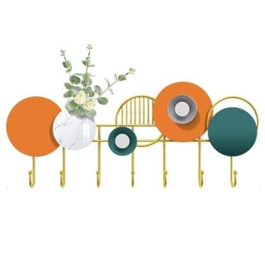 Imagem de Prateleiras suspensas Cabide de metal para parede, cabideiro para chapéus, ganchos para pendurar casacos, montagem na parede(Médio)